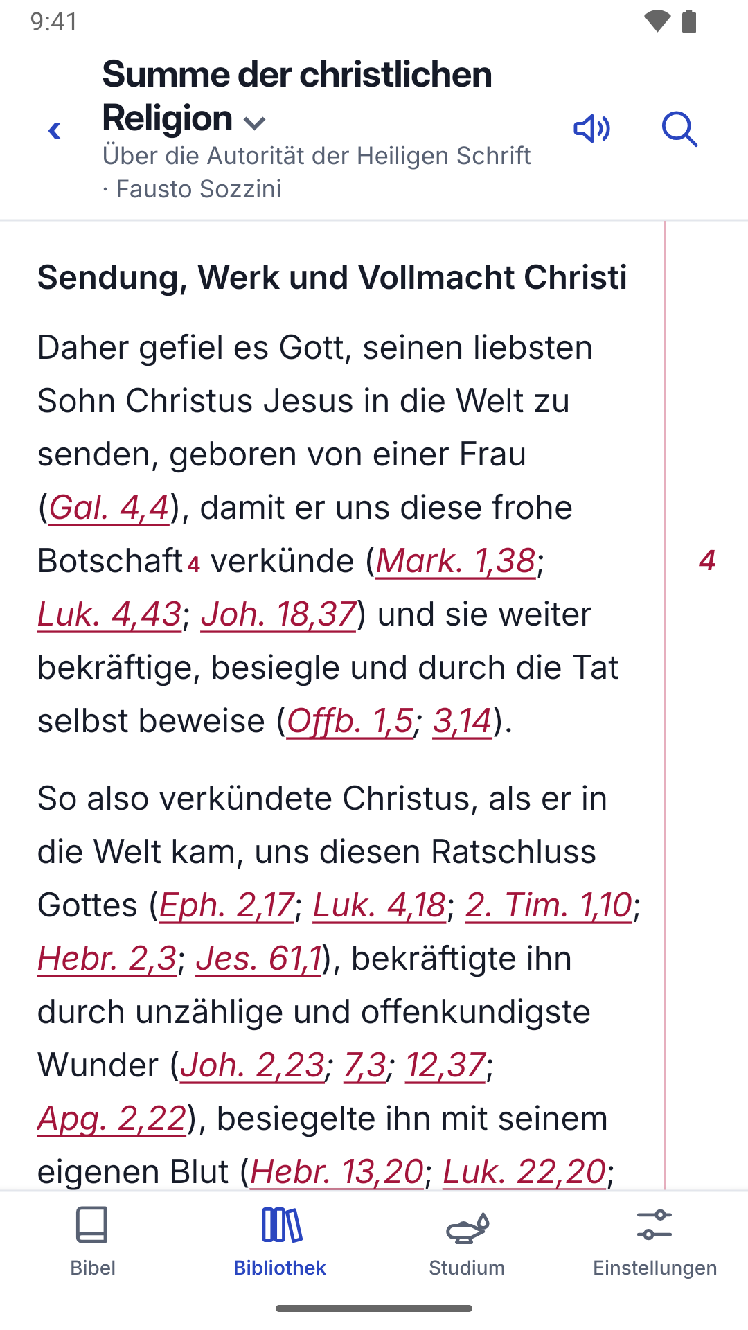 Fausto Sozzinis „Über die Autorität der Heiligen Schrift“ mit Bibelstellen als Links